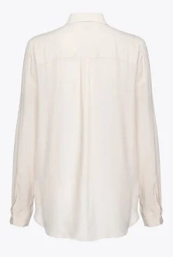 Chemises Et Blouses|PINKO Chemise En Soie Melangee A Poches Poitrine Rose Fume Blanc