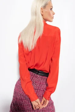 Chemises Et Blouses|PINKO Chemise En Soie Melangee A Poches Poitrine Orange Surimi
