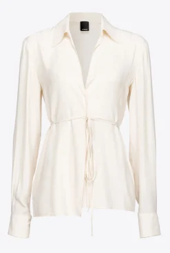 Chemises Et Blouses|PINKO Chemise En Soie Melangee Avec Lien Rose Fume Blanc