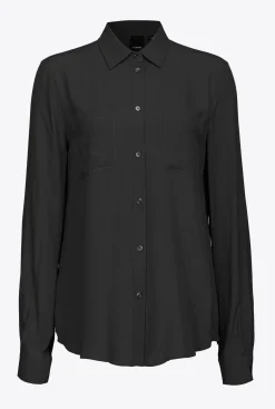 Chemises Et Blouses|PINKO Chemise En Soie Melangee A Poches Poitrine Noir Limousine