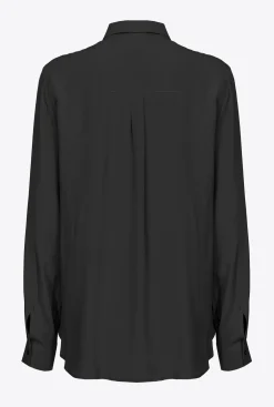 Chemises Et Blouses|PINKO Chemise En Soie Melangee A Poches Poitrine Noir Limousine