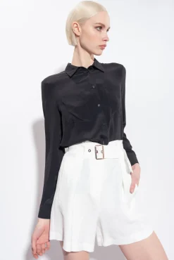 Chemises Et Blouses|PINKO Chemise En Soie Melangee A Poches Poitrine Noir Limousine