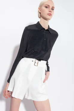 Chemises Et Blouses|PINKO Chemise En Soie Melangee A Poches Poitrine Noir Limousine