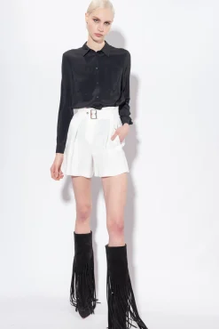 Chemises Et Blouses|PINKO Chemise En Soie Melangee A Poches Poitrine Noir Limousine