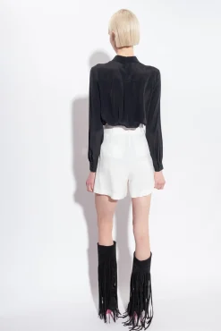 Chemises Et Blouses|PINKO Chemise En Soie Melangee A Poches Poitrine Noir Limousine