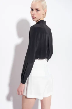 Chemises Et Blouses|PINKO Chemise En Soie Melangee A Poches Poitrine Noir Limousine