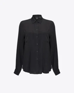 Chemises Et Blouses|PINKO Chemise En Soie Melangee A Poches Poitrine Noir Limousine