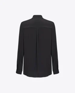Chemises Et Blouses|PINKO Chemise En Soie Melangee A Poches Poitrine Noir Limousine
