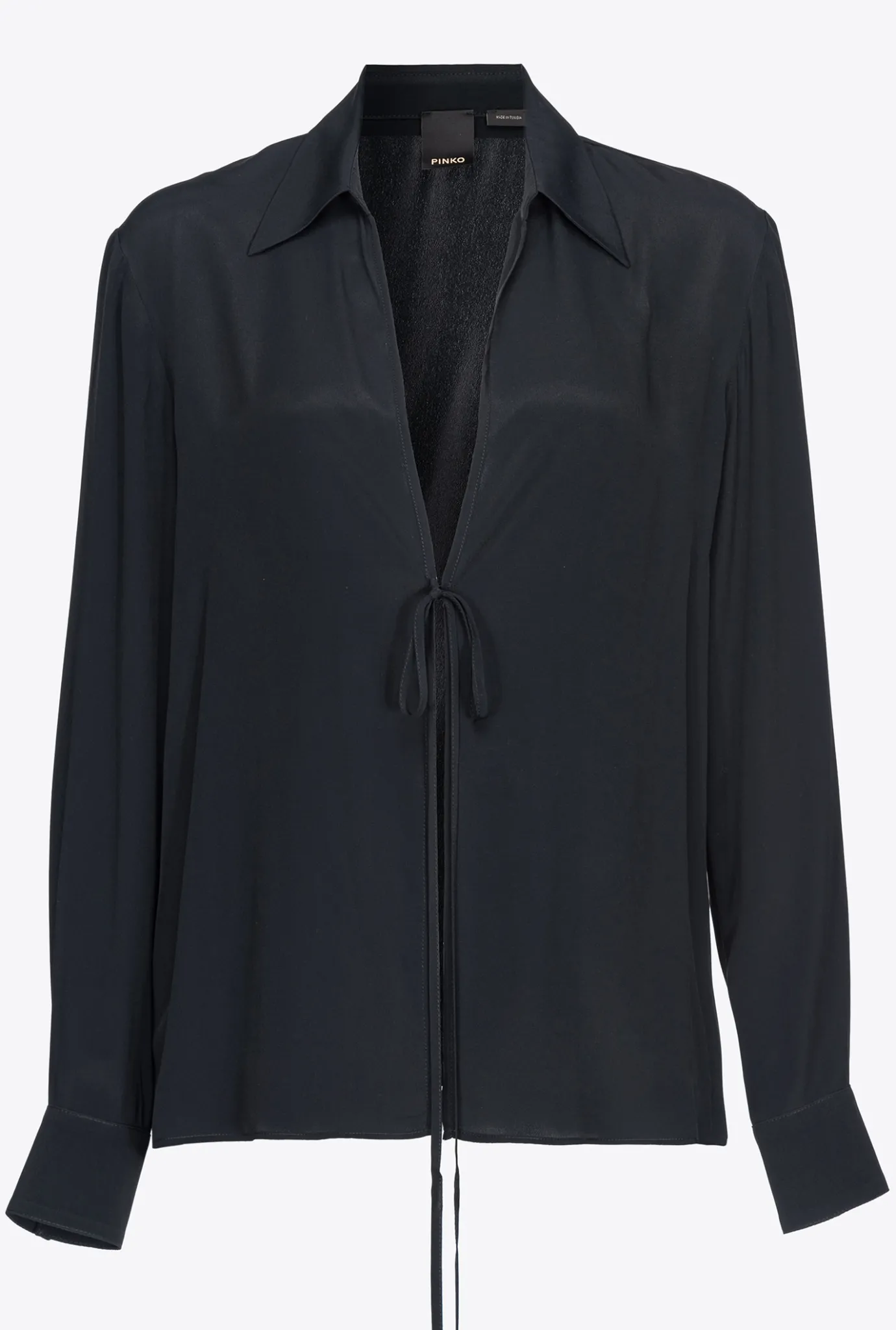 Chemises Et Blouses|PINKO Chemise En Soie Melangee Avec Lien Noir Limousine