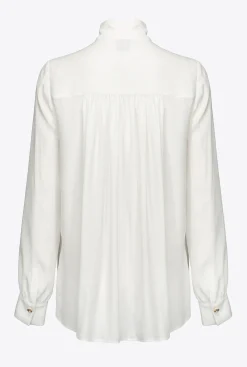 Chemises Et Blouses|PINKO Chemise En Soie Melangee A Col Lavalliere Blanc-Blanche-Neige