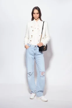 Chemises Et Blouses|PINKO Chemise En Soie Melangee A Col Lavalliere Rose Fume Blanc