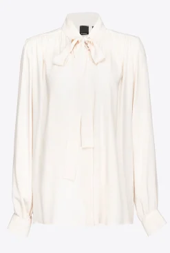 Chemises Et Blouses|PINKO Chemise En Soie Melangee A Col Lavalliere Rose Fume Blanc