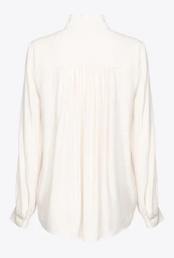 Chemises Et Blouses|PINKO Chemise En Soie Melangee A Col Lavalliere Rose Fume Blanc