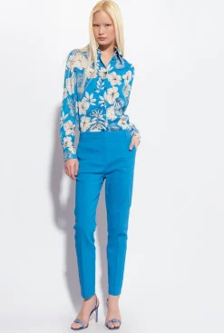 Chemises Et Blouses|PINKO Chemise Fleur Graphique Turquoise/Beurre/Noir