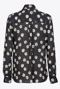 Chemises Et Blouses|PINKO Chemise Fleur Graphique Noir/Ecru