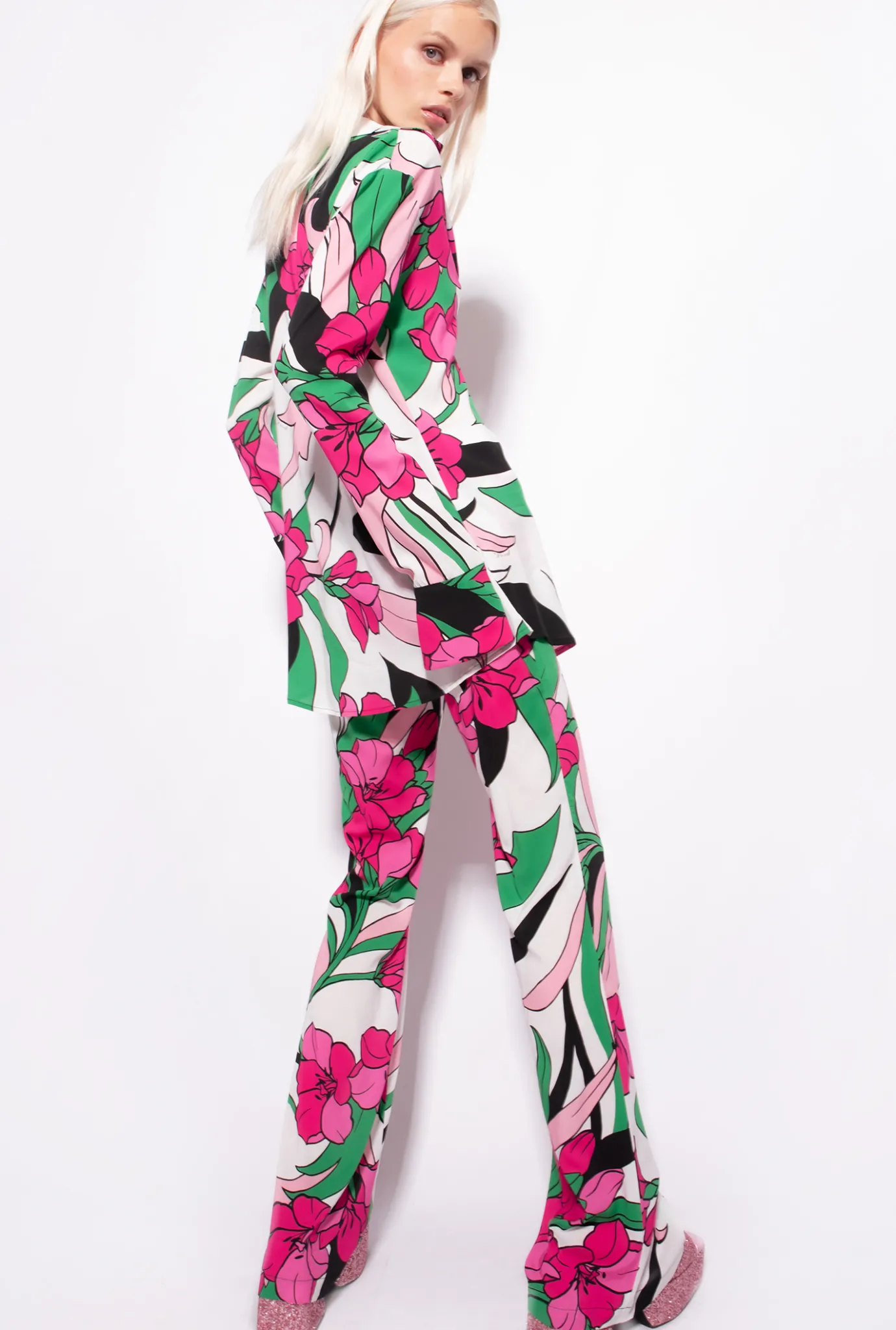 Chemises Et Blouses|PINKO Chemise Longue A Imprime Floral Mult. Noir/Fuchsia