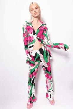 Chemises Et Blouses|PINKO Chemise Longue A Imprime Floral Mult. Noir/Fuchsia