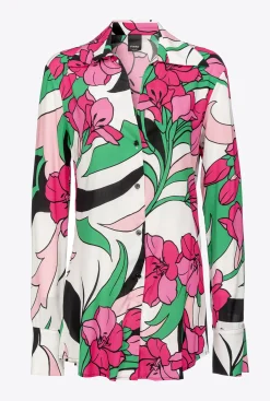 Chemises Et Blouses|PINKO Chemise Longue A Imprime Floral Mult. Noir/Fuchsia
