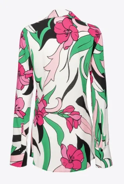 Chemises Et Blouses|PINKO Chemise Longue A Imprime Floral Mult. Noir/Fuchsia