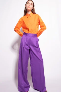 Chemises Et Blouses|PINKO Chemise Oversize Avec Broderie Orange Vibrant