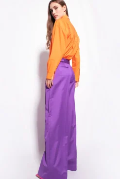 Chemises Et Blouses|PINKO Chemise Oversize Avec Broderie Orange Vibrant