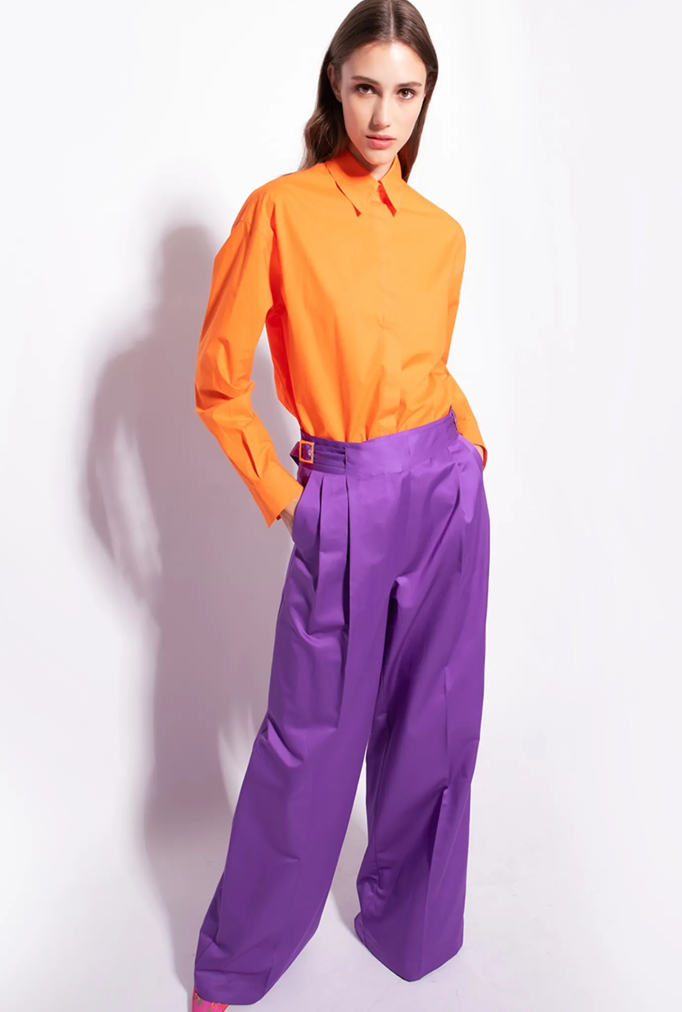 Chemises Et Blouses|PINKO Chemise Oversize Avec Broderie Orange Vibrant