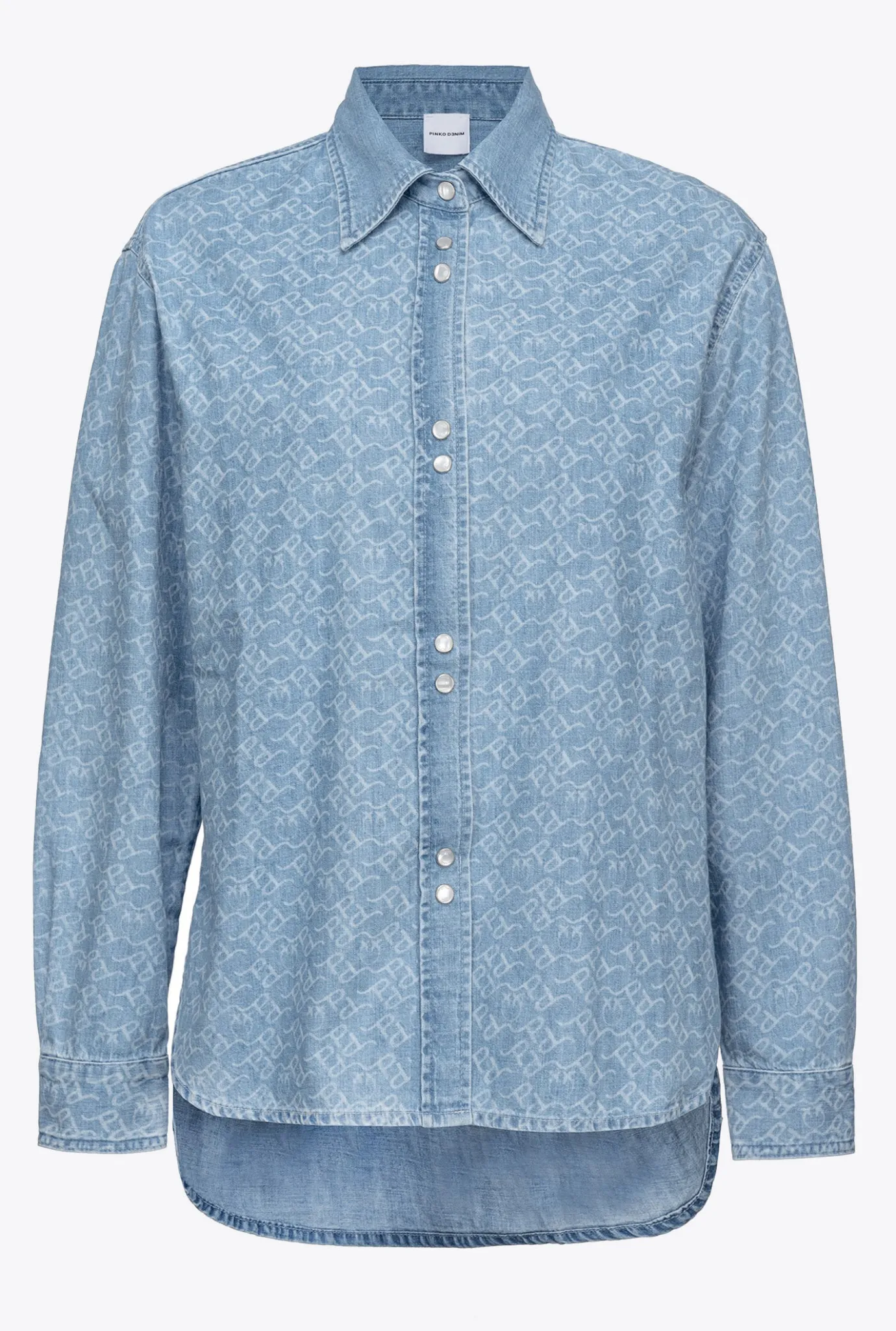 Chemises Et Blouses|PINKO Chemise Oversize En Denim Imprime Au Laser Blanc/Azur