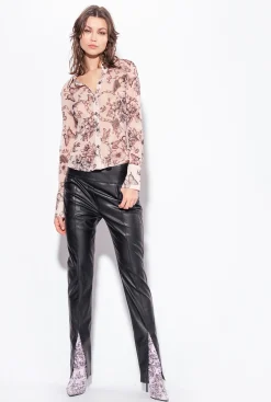 Chemises Et Blouses|PINKO Chemise Slim A Imprime Tatouage Chair/Noir