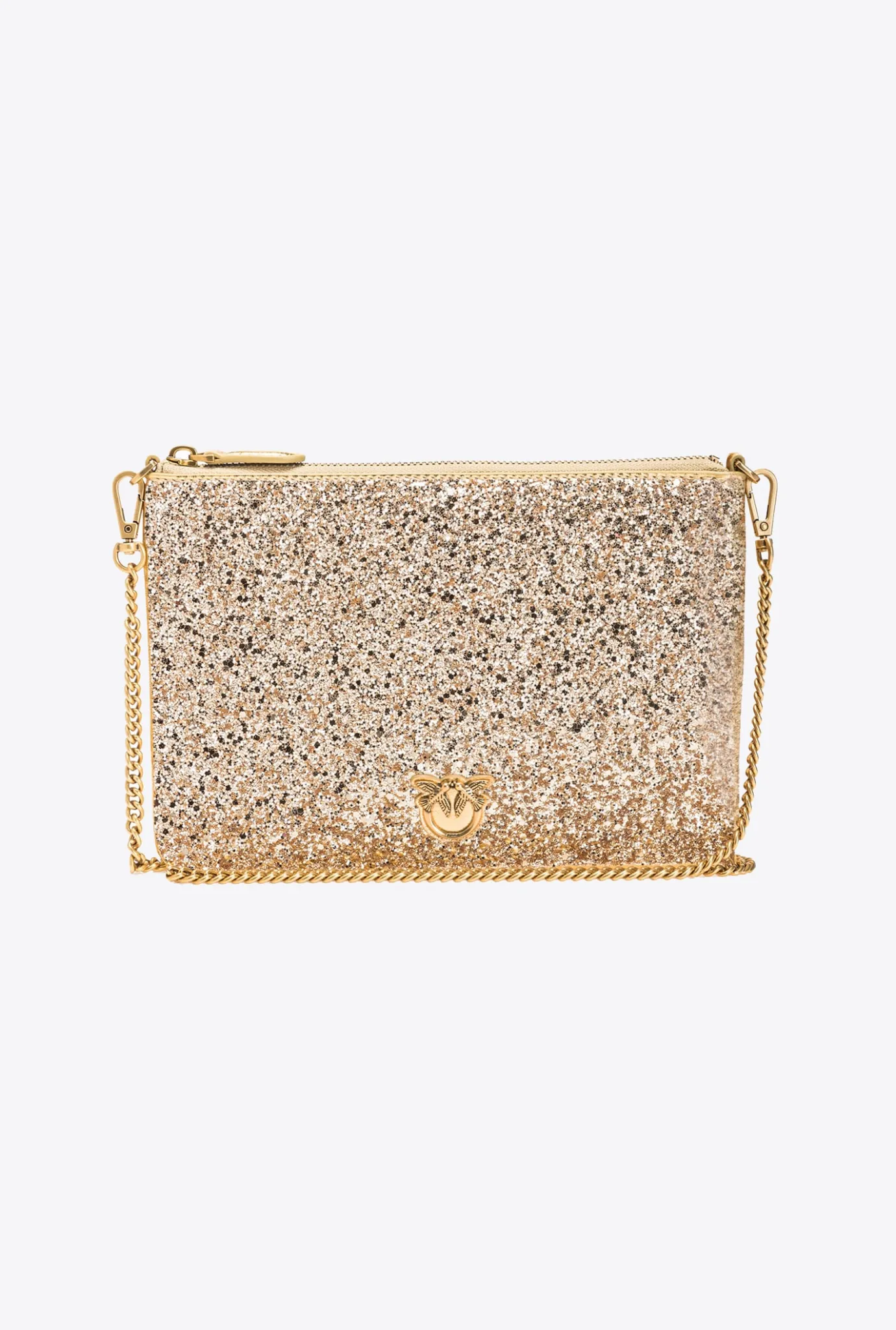 Sacs De Soirée|PINKO Classic Flat Love Bag A Paillettes Or-Or Antique