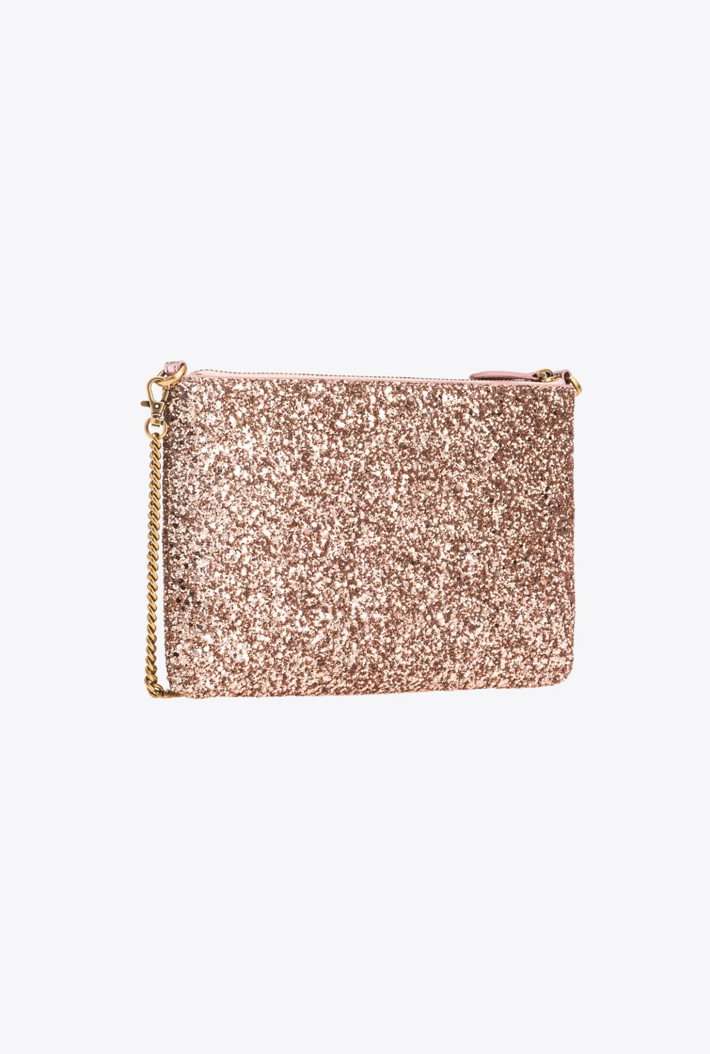 Sacs De Soirée|PINKO Classic Flat Love Bag A Paillettes Rose/Rose Poudre-Or Antique