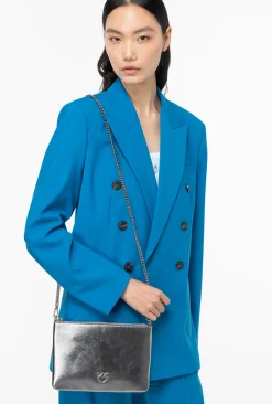 Sacs De Soirée|PINKO Classic Flat Love Bag Lame Argent-Vieil Argent