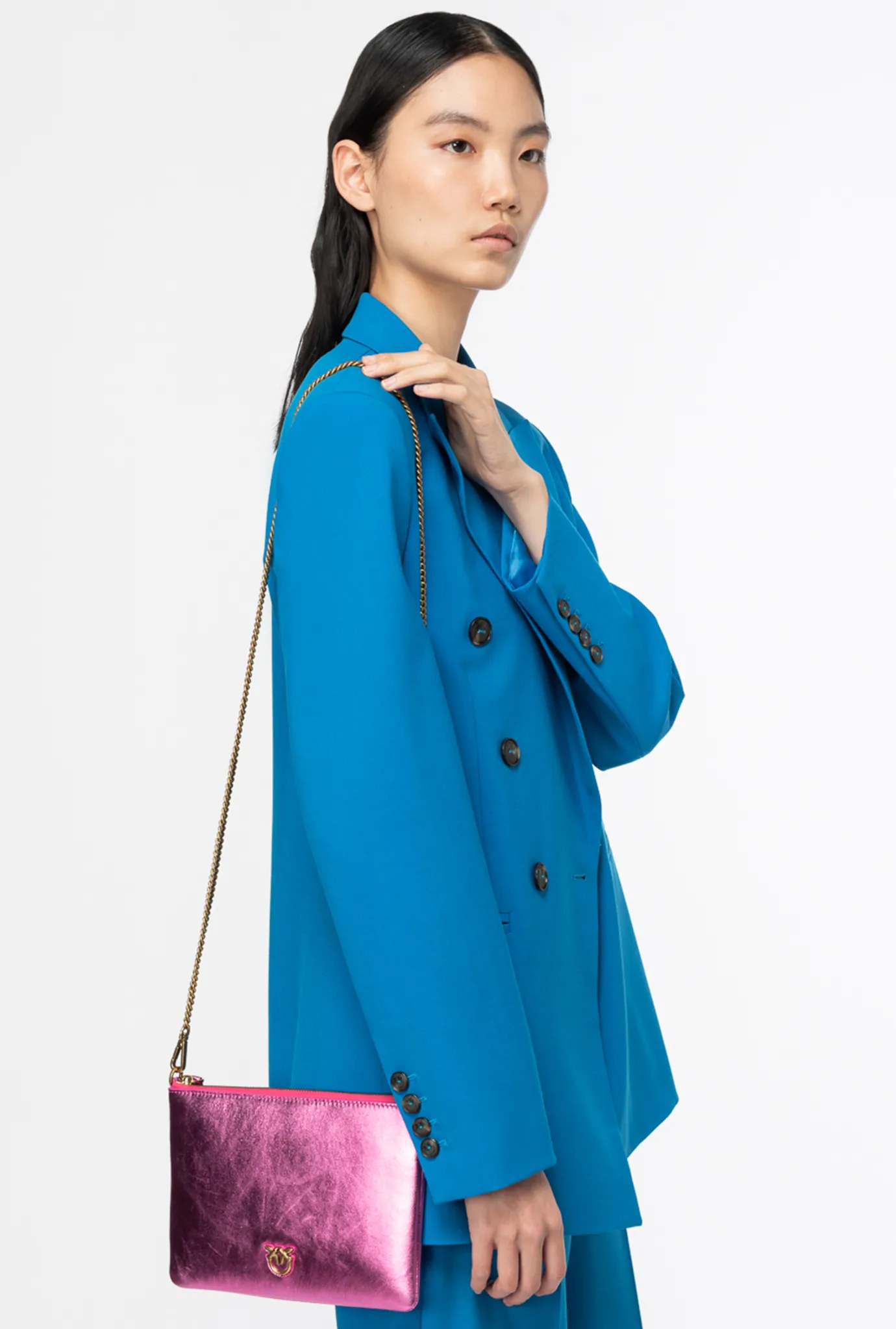 Sacs De Soirée|PINKO Classic Flat Love Bag Lame Rose Pinko-Or Antique