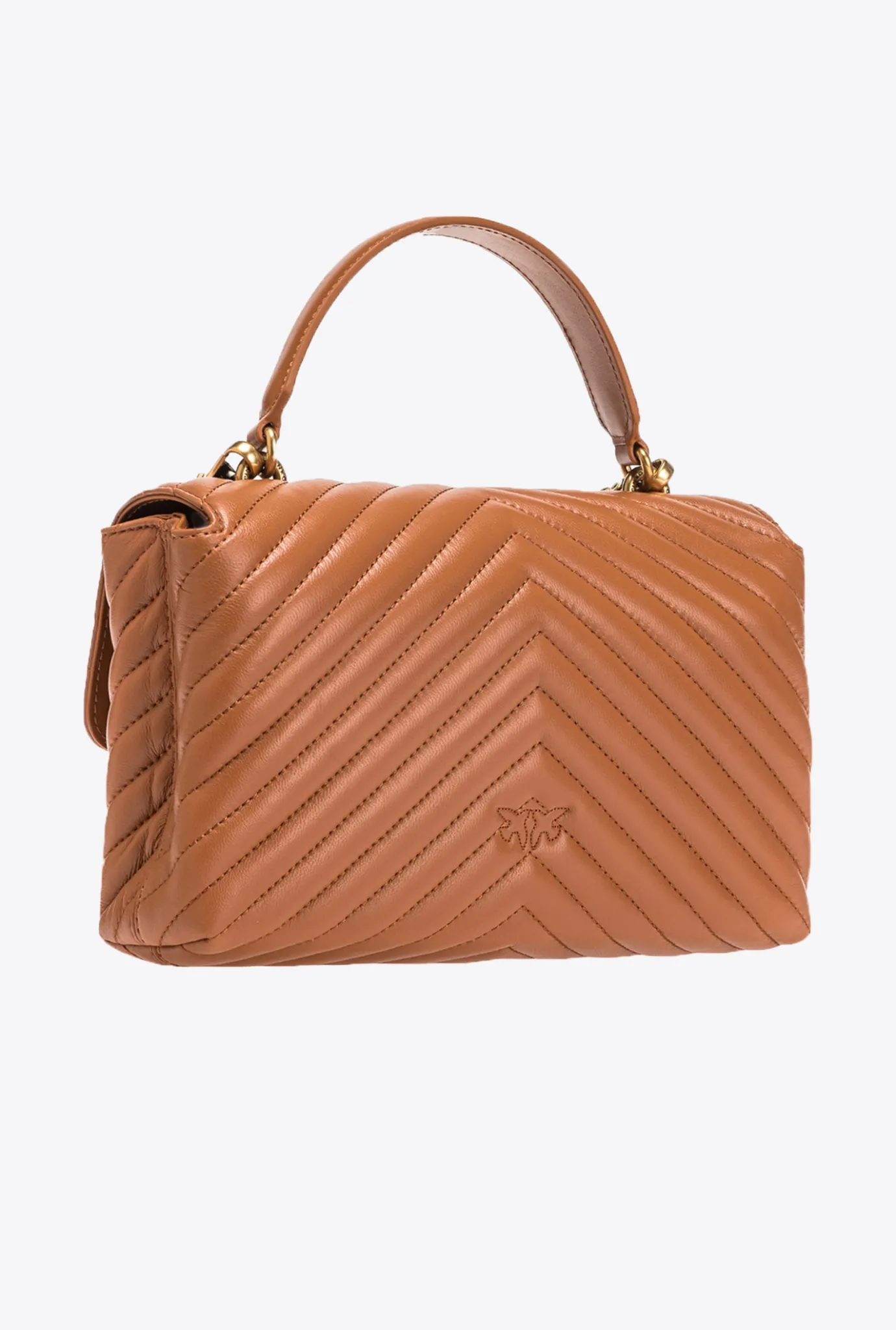 Sacs À Main|PINKO Classic Lady Love Bag Puff Chevron Cognac-Or Antique