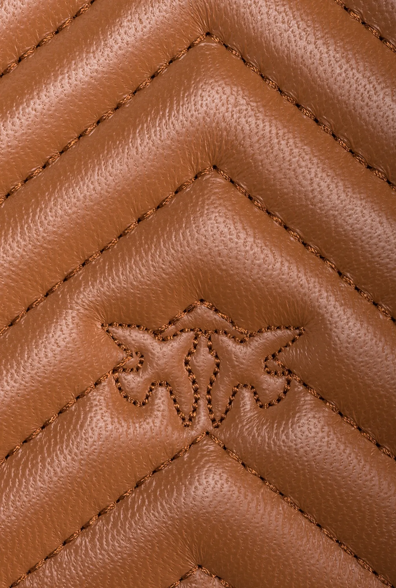Sacs À Main|PINKO Classic Lady Love Bag Puff Chevron Cognac-Or Antique