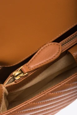 Sacs À Main|PINKO Classic Lady Love Bag Puff Chevron Cognac-Or Antique