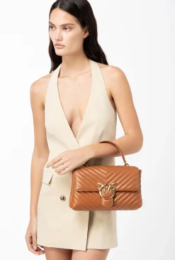 Sacs À Main|PINKO Classic Lady Love Bag Puff Chevron Cognac-Or Antique