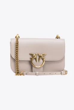 Sacs À Bandoulière|PINKO Classic Love Bag Bell Simply Gris Manchot-Or Antique