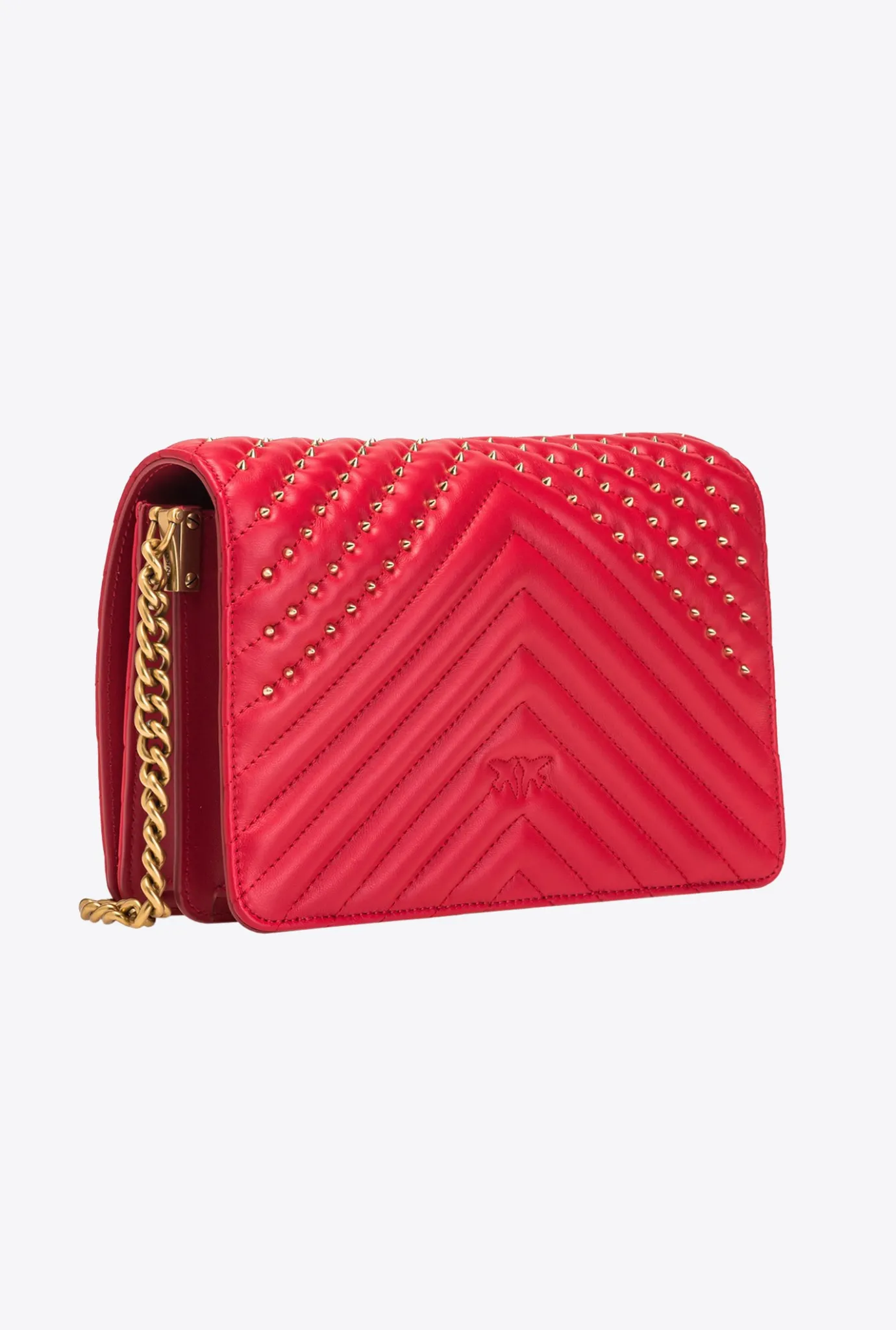 Sacs À Bandoulière|PINKO Classic Love Bag Click Chevron Studs Rouge Grenat-Or Antique