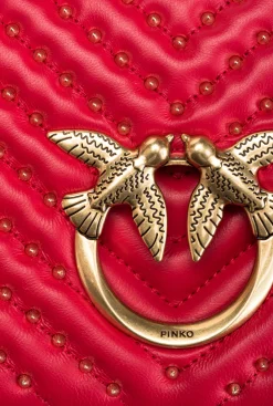 Sacs À Bandoulière|PINKO Classic Love Bag Click Chevron Studs Rouge Grenat-Or Antique