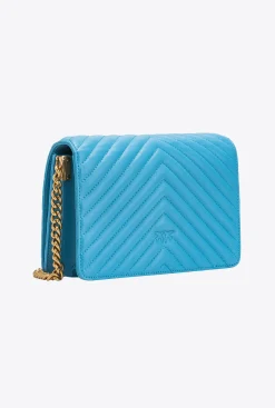 Sacs À Bandoulière|PINKO Classic Love Bag Click Chevron Bleu Ciel-Or Antique
