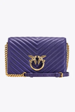 Sacs À Bandoulière|PINKO Classic Love Bag Click Chevron Violet Frangipanier-Or Antique