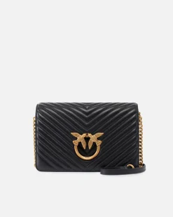Sacs À Bandoulière|PINKO Classic Love Bag Click Chevron Noir-Vieil Or