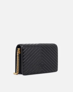Sacs À Bandoulière|PINKO Classic Love Bag Click Chevron Noir-Vieil Or