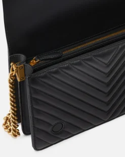 Sacs À Bandoulière|PINKO Classic Love Bag Click Chevron Noir-Vieil Or