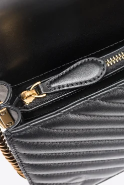 Sacs À Bandoulière|PINKO Classic Love Bag Click Chevron Noir-Vieil Or