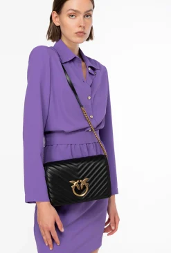 Sacs À Bandoulière|PINKO Classic Love Bag Click Chevron Noir-Vieil Or