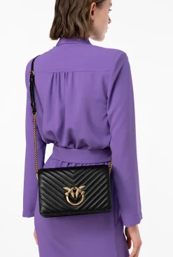 Sacs À Bandoulière|PINKO Classic Love Bag Click Chevron Noir-Vieil Or