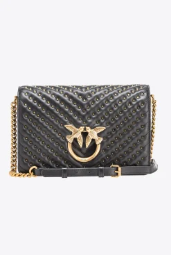 Sacs À Bandoulière|PINKO Classic Love Bag Click Chevron Studs Noir-Vieil Or