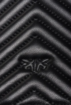 Sacs À Bandoulière|PINKO Classic Love Bag Click Chevron Avec Strass Noir-Vieil Or