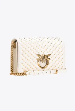 Sacs À Bandoulière|PINKO Classic Love Bag Click Chevron Studs Blanc+Blanc-Or Antique